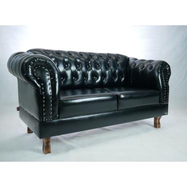 Imagem de Namoradeira Chesterfield Duque Corano Preto Sala Barbearia