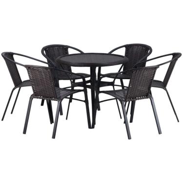 Imagem de Kit 6 Cadeiras Alumínio e Mesa Tampo Varanda Jardim Piscina Jardim Trama