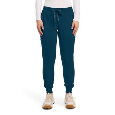 Imagem de Med Couture Calça feminina de uniforme hospitalar com 5 bolsos, leve, ultra macia, tecido elástico bidirecional - MC7710, Caribe, P