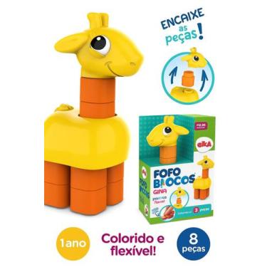 Imagem de Jogo de Encaixe Educativo Fofo Blocos Gina Girafa 8 Peças Brinquedo Be