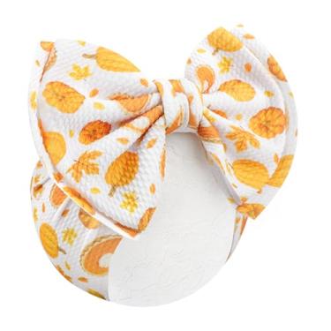 Imagem de YanJie Faixa de cabeça de 18 cm de Ação de Graças para meninas, faixa de cabeça de abóbora para recém-nascidos, acessórios de outono para bebês e meninas, bordo, laço de cabelo infantil