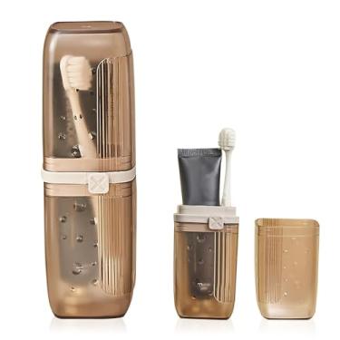 Imagem de Estojo e suporte para escova de dentes de viagem - Organizador de escova de dentes portátil 2 em 1 com capa, estojo de viagem para escova de dentes elétrica - Estojo de viagem para acampamento