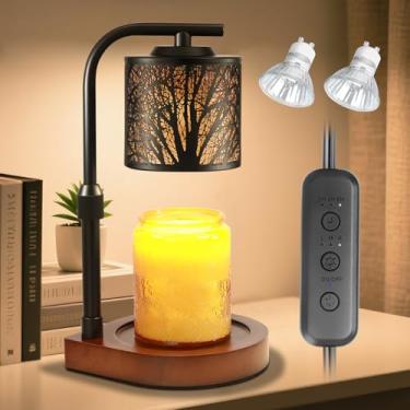 Imagem de Lâmpada para aquecedor de velas com temporizador e regulador de intensidade - Aquecedor elétrico de cera derretida com altura ajustável para velas perfumadas, fragrância de decoração de casa e