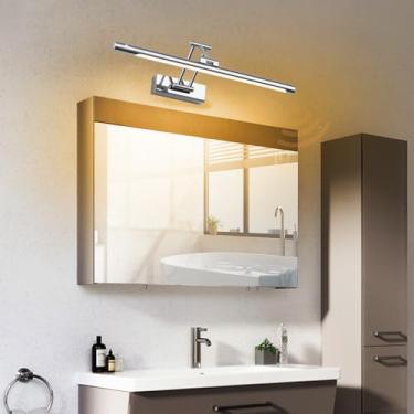 Imagem de GZZBMY Lâmpada LED Espelho Banheiro Arandela com Sensor de Movimento Arandela Moderna Dobrável Rotação Impermeável Iluminação de Parede Sala de Estar Penteadeira Quarto (Luz Quente Prateada, 80 cm)