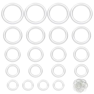 Imagem de PH PandaHall Clipes para roupas, clipes de resina transparente, conjunto de acessórios de roupas para camisas, vestidos, saias, cachecóis, roupas femininas, inclui 20 anéis (5 tamanhos) 50 elásticos