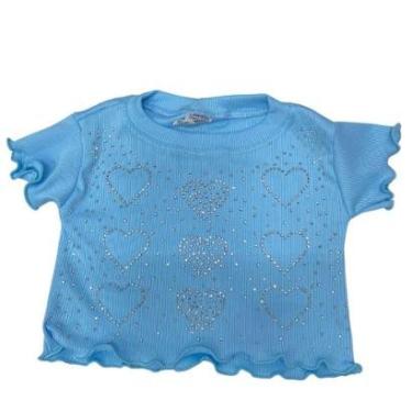 Imagem de Blusa Magic Sky Kids Infantil Manga Curta Básica Com Strass Feminina-Feminino