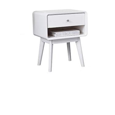 Imagem de Mesa de cabeceira nórdica toda de madeira maciça para quarto cama de tronco simples armário de armazenamento moderno cor nogueira (cor: 02) (3)