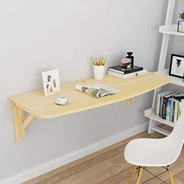 Imagem de LXB Mesa de computador doméstica montada na parede - mesa de folhas suspensas montada na parede, mesa de jantar dobrável para computador, economia de espaço, mesa de escrita conversível de madeira/100
