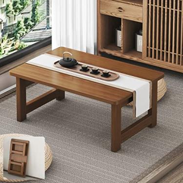Imagem de Mesa de centro dobrável, mesa de jantar/mesa baixa/mesa de estudo/mesa pequena, para tatami, quarto, janela de sacada, sala de chá (marrom 70 x 37 x 33 cm) (marrom 90 x 37 x 33 cm)