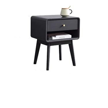 Imagem de Mesa de cabeceira nórdica toda de madeira maciça para quarto cama de tronco simples armário de armazenamento moderno cor nogueira (cor: 02) (5)