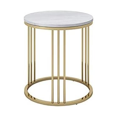 Imagem de Mesa lateral de mármore claro, vários cantos, sala de estar, sofá, quarto, armário lateral, rede vermelha, nórdica, redonda, mesa lateral