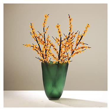 Imagem de Vaso de flores vasos de vidro verdes feitos à mão, flores luxuosas leves modernas, hidroponia, sala de estar, varanda, flores secas, ornamentos decorativos de mesa, vaso para arranjos florais