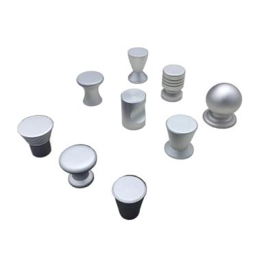 Imagem de CXYFQUUK Puxadores de armário prateados de liga de alumínio puxadores de gaveta de armário de cozinha puxadores de porta de móveis 2 peças (7)