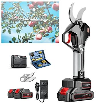 Imagem de Tesouras de poda elétricas sem fio profissionais, aparador de galhos de árvores recarregável, display LCD, cortador de galhos de tesoura elétrica para fazenda de jardim de pomar