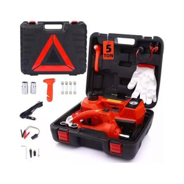 Imagem de FINYQBET Kit de Macaco Eletrico para Carro 12v, 5 Toneladas Macaco Hidráulico com Chave de Impacto e Inflador de Pneus, Ideal para Carros Esportivos, Sedãs e EVs