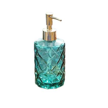 Imagem de WHY Bomba de sabão líquido, dispensador de sabonete, garrafa de vidro, dispensador de sabão líquido com bomba de plástico, garrafas divididas recarregáveis (cor: azul)