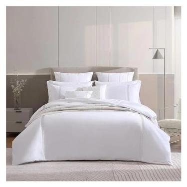 Imagem de Conjunto de capa de edredom, conjunto de cama de algodão de designer, inclui fronhas combinando com fronhas (branco liso, King) (branco queen)