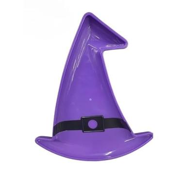 Imagem de Bandeja Petisqueira Chapéu de Bruxa Decorativa Para Festa Halloween Porta Doces(Roxo,1 unidade)