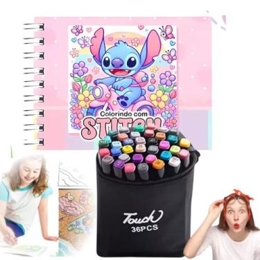 Imagem de Kit Livro De Colorir Stitch Estilo Bobbie Goods 50 Folhas 180g Com 36 