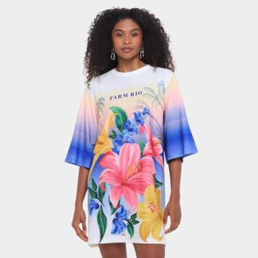 Imagem de Vestido Farm T-Shirt Big Floral Malu Silk, Preto, Marrom, M