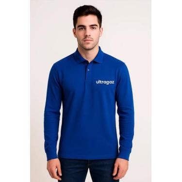 Imagem de Camiseta Polo Basica Manga Longa Bordada Ultragaz Malha Premium - Sete
