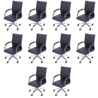 Imagem de Kit 10 Cadeiras Escritório Diretor com Rodízio Esteirinha Florença 332