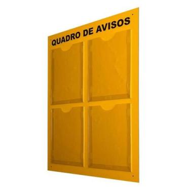 Imagem de Quadro Aviso Gestão Acm Amarelo C/4 Displays A4 Transparente - DC Expr