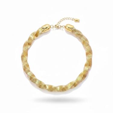 Imagem de Choker Aro Dourada Grossa Torcido Odete Rotman Vale Tudo Pescoço -Colar Rígido Redondo Egípcio Egito Indiano Afro Africano-Presente Feminino Moderno Sofisticado Luxo