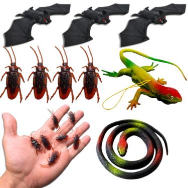 Imagem de kit festa halloween morcego barata lagarto cobras borracha enfeite brinquedo pegadinha (MINI SUSTO)
