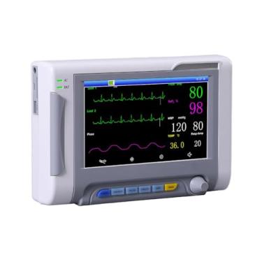 Imagem de Caphstion Monitor de sinais vitais veterinários, portátil, de 17,8 cm, 6 parâmetros, ECG/NIBP/PR/SPO2/RESP/TEMP, monitor animal