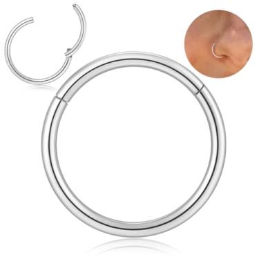 Imagem de Afftiny Piercing de nariz de argola de septo 20G/18G/16G/14G/12G Brincos de aço inoxidável cirúrgico 316L articulados sem costura, diâmetro 5 mm - 16 mm, dourado/prata/preto/ouro rosa/arco-íris, Metal,
