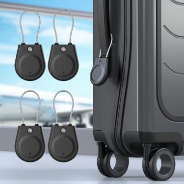 Imagem de Para suporte AirTag, capa de bloqueio de Airtag com cabo de arame, impermeável IPX8, para bagagem, chaveiro chaveiro e etiqueta de bagagem (pacote com 4 unidades)