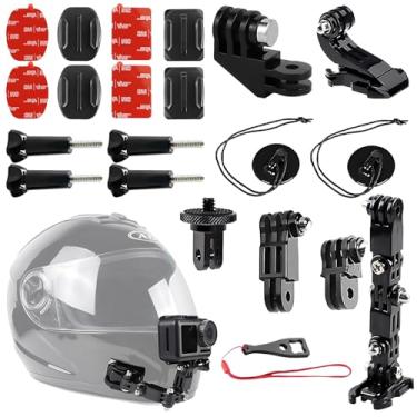 Imagem de Kit de suporte de queixo para capacete de motocicleta para Insta360 ACE Pro X5 X4 X3 X2 X, DJI Osmo Action, Gopro Hero, Campark, YI e mais câmeras de ação com cabos extras de câmera, bases de montagem