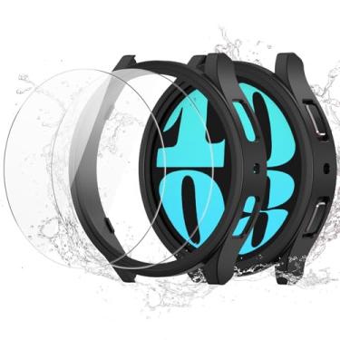 Imagem de [2+2] Capa protetora para Samsung Galaxy Watch 7 de 40 mm + protetor de tela de vidro temperado, cobertura total, capa protetora rígida de policarbonato HD, capa fina para Galaxy Watch 7 acessórios de