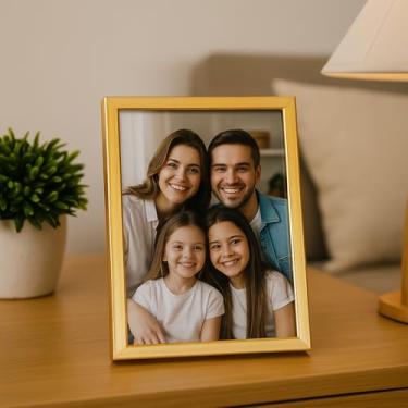 Imagem de Porta-retrato de 12,7 x 17,78 cm, 1 pacote, moldura para exibição de fotos, mesa e parede, dourada