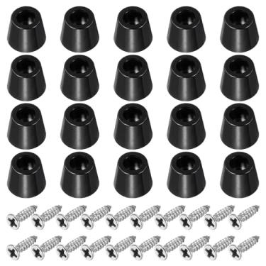Imagem de Pés de tábua de corte, 20 peças amortecedores de borracha antiderrapantes com parafusos de aço inoxidável 304 para tábua de corte, móveis, cadeiras, secretárias, 1,3 cm L x 0,44 A, preto