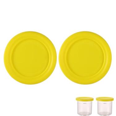 Imagem de 2 peças de substituição de tampas redondas, diâmetro de 11,5 cm, tampa de recipiente de silicone para armazenamento de alimentos, tampa de lata compatível com Ninja Creami NC301 NC300 NC299AMZ Series