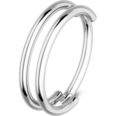 Imagem de OUFER Anéis de nariz, argola de 20 g com fileiras duplas para mulheres, aço cirúrgico 316L, segmento articulado, piercing de cartilagem, diâmetro interno 6/7/8 mm cartilagem torre hélice lóbulo tragus