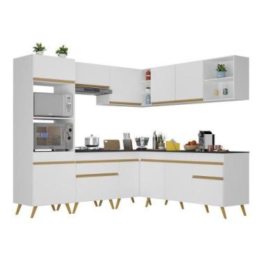 Imagem de Armário De Cozinha Completa De Canto Veneza Multimóveis V2045 Branco/d