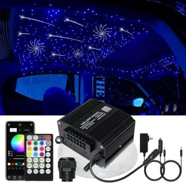 Imagem de AZIMOM Forro 2 em 1 de fibra óptica de meteoro cintilante Starlight Headliner 550 peças de 0,13 cm 4 m estrelas cintilantes + 240 peças de modo de som estrela cadente aplicativo e controle remoto kits