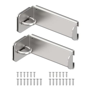 Imagem de MeBantoo Trava de ferrolho de porta de 90 graus, trava de ângulo reto de segurança doméstica, fechadura de porta de celeiro deslizante para portão, quarto, cerca, jardim (prata, 8,3 cm - 2 peças)