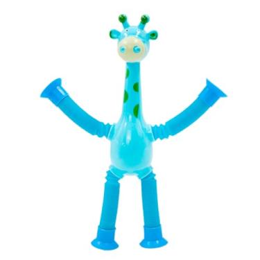 Imagem de Girafa Pop It Estica e Puxa – Brinquedo Sensorial Infantil com Luz, Ventosas e Design Divertido | Alívio de Estresse, Concentração e Diversão para Crianças (AZUL)
