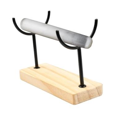 Imagem de Baoblaze Suporte para pulseira de selenita, suporte para exibição de tornozeleiras, barra destacável com base de madeira, organizador de joias para loja de, Preto Altura 10cm