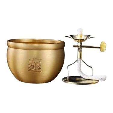 Imagem de Bothyi Suporte Retrô para Lâmpada de óleo com Brilho Ajustável em Cobre, em Formato de Buda, para Velas Votivas Ou Tealights. Ideal para Ghee, Manteiga, Estilo B