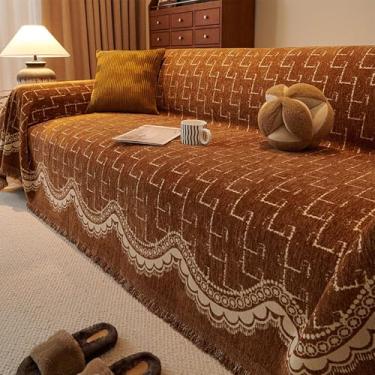 Imagem de Capa de sofá extensível, capa de sofá, microfibra macia, antiderrapante, protetor de móveis lavável para sofá, para crianças, animais de estimação - Curry||180 x 340 cm