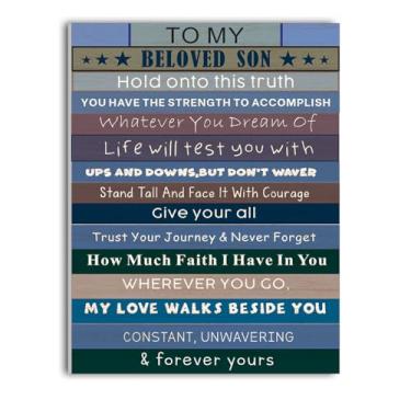 Imagem de HK Studio Decoração de quarto de meninos, To My Beloved Son - Presente para filho, decoração de quarto infantil 33 x 43 cm