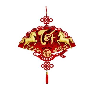 Imagem de UGPLM Decoração de parede para o Ano Vietnamita, enfeite com estampa de cavalo, placa decorativa para entrada com borla para quarto ou porta de, Style D