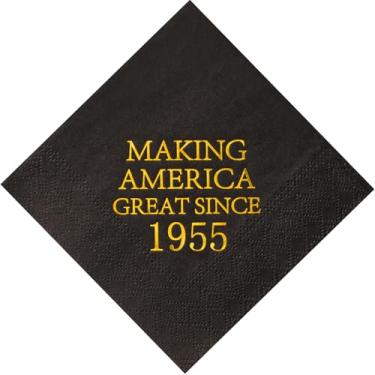 Imagem de Crisky Guardanapos descartáveis de 70º aniversário, preto e dourado, sobremesa, bebida, coquetel, bolo, decoração de 70 anos, suprimentos de festa para homens, ótimo desde 1954, pacote com 50 12,4 x