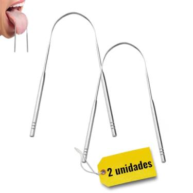 Imagem de 2 Raspador de Língua Durável em Aço Inoxidável Limpeza Bucal Profunda e Antiferrugem Limpador Premium