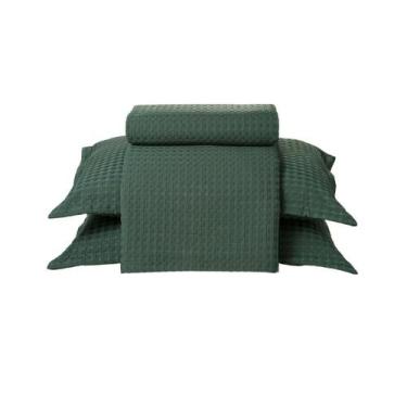 Imagem de Kit Colcha Casal Döhler Provença 3 peças, Verde Escuro